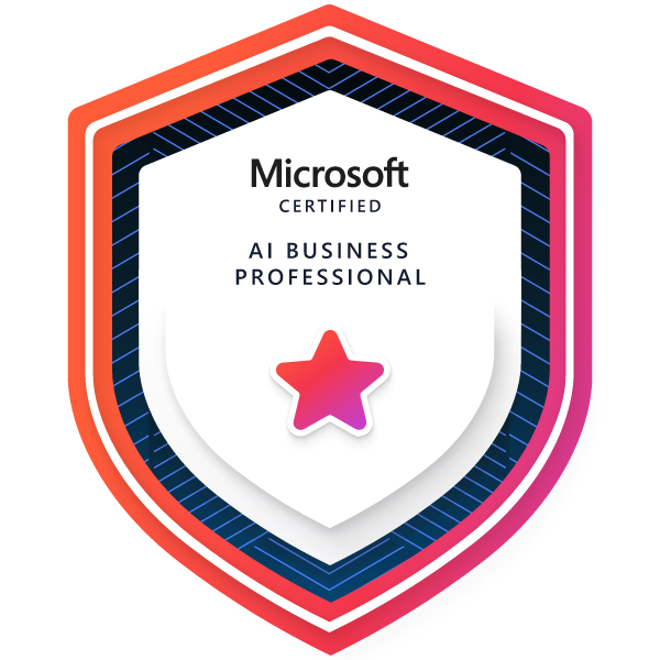 Badge Microsoft Certified AI Business Professional associé à la certification AB‑730