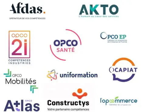 Financement formation via les 11 OPCO de France (Atlas, 2i, Afdas, AKTO, Constructys, EP, OCAPIAT, Uniformation, Opcommerce, OPCO Santé, OPCO Mobilités)